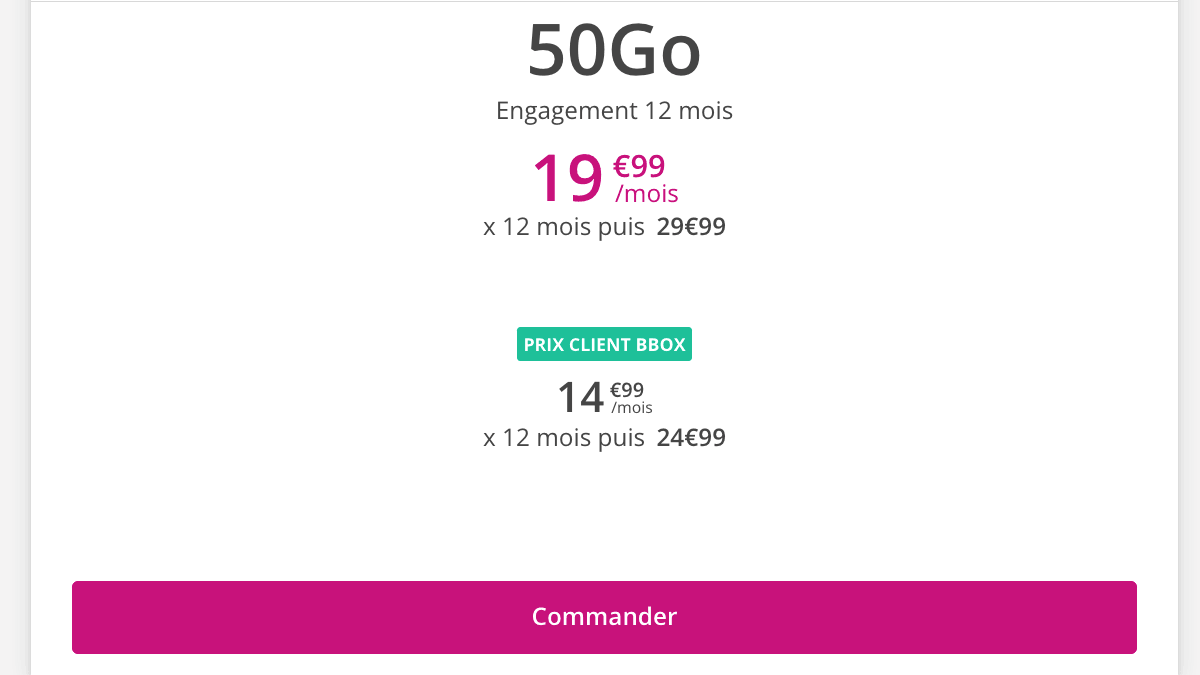 Sensation 50 Go en promo chez Bouygues Telecom. 