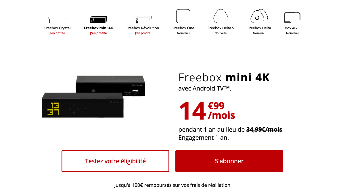 Freebox mini 4K promotion Free.