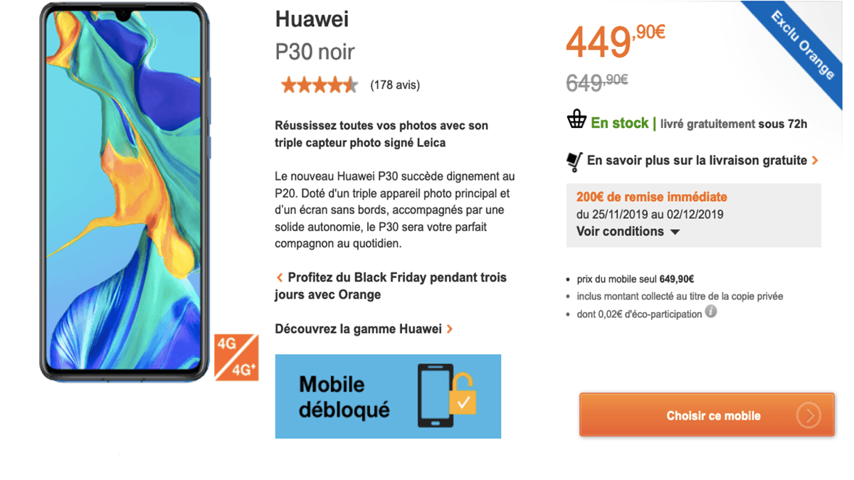 Le bon plan d'Orange pour le Black Friday avec un smartphone Huawei pas cher