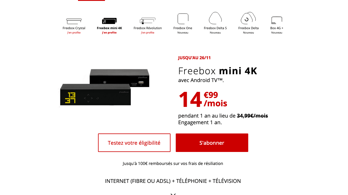 Freebox mini 4K promo 