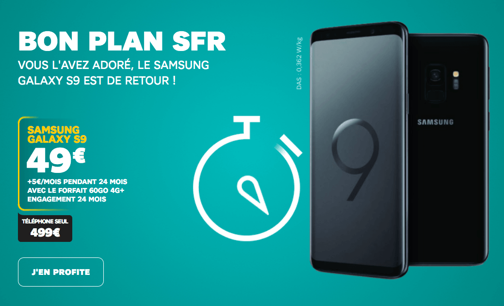 Le Galaxy S9 en vente flash SFR