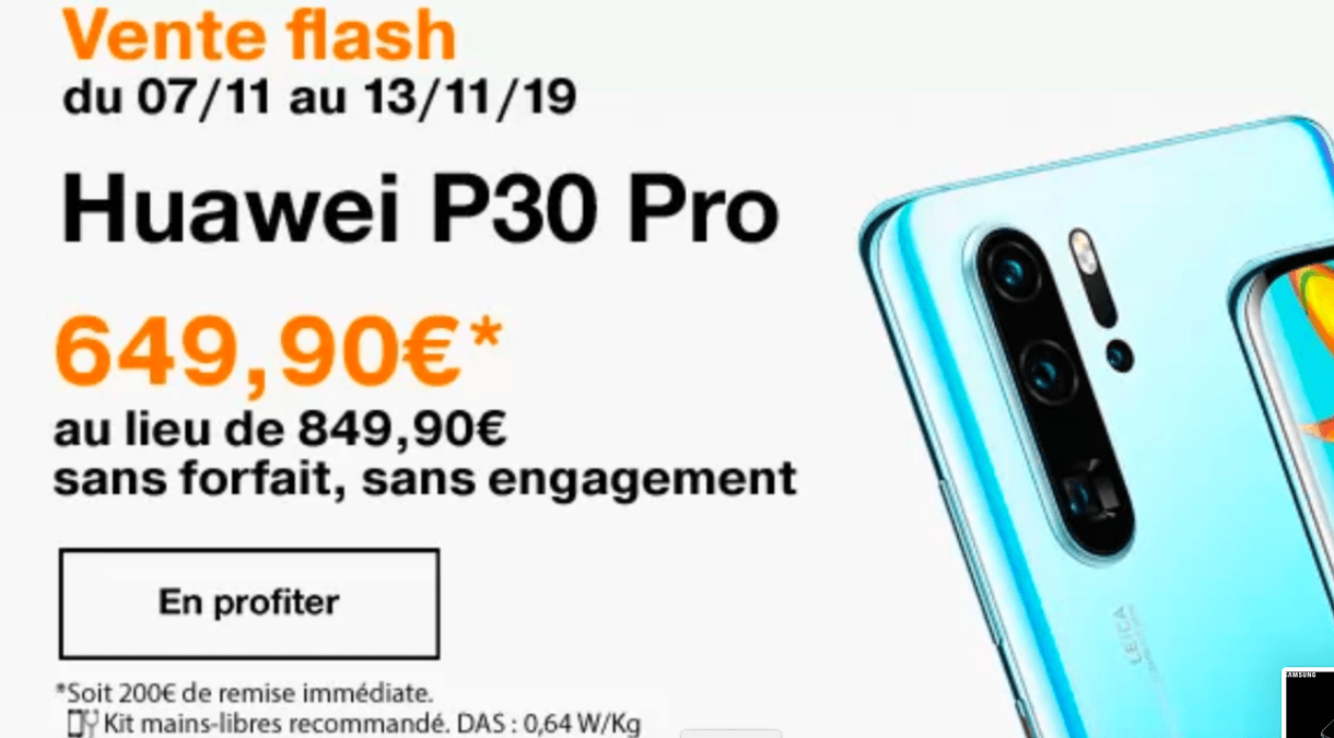 Huawei P30 Pro en promo dans le catalogue d'Orange 