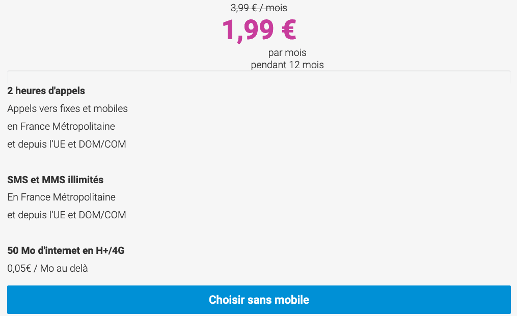 Coriolis Telecom promo forfait à 2€.