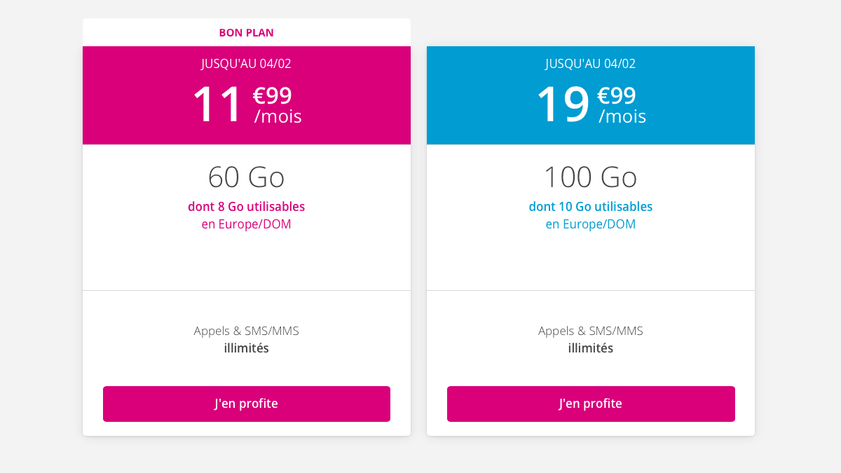 B&YOU de Bouygues Telecom, c'est un forfait sans engagement pour 11,99€.
