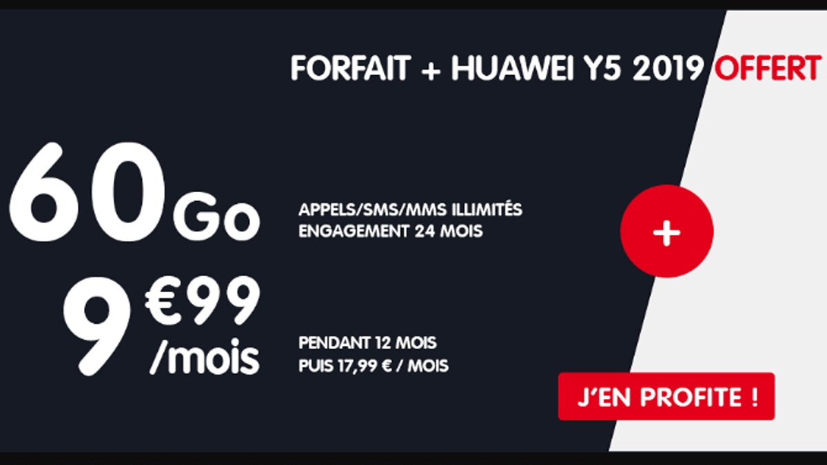9,99€ par mois pour le forfait Ultimate Speed 60 Go de chez NRJ Mobile, avec engagement 24 mois.