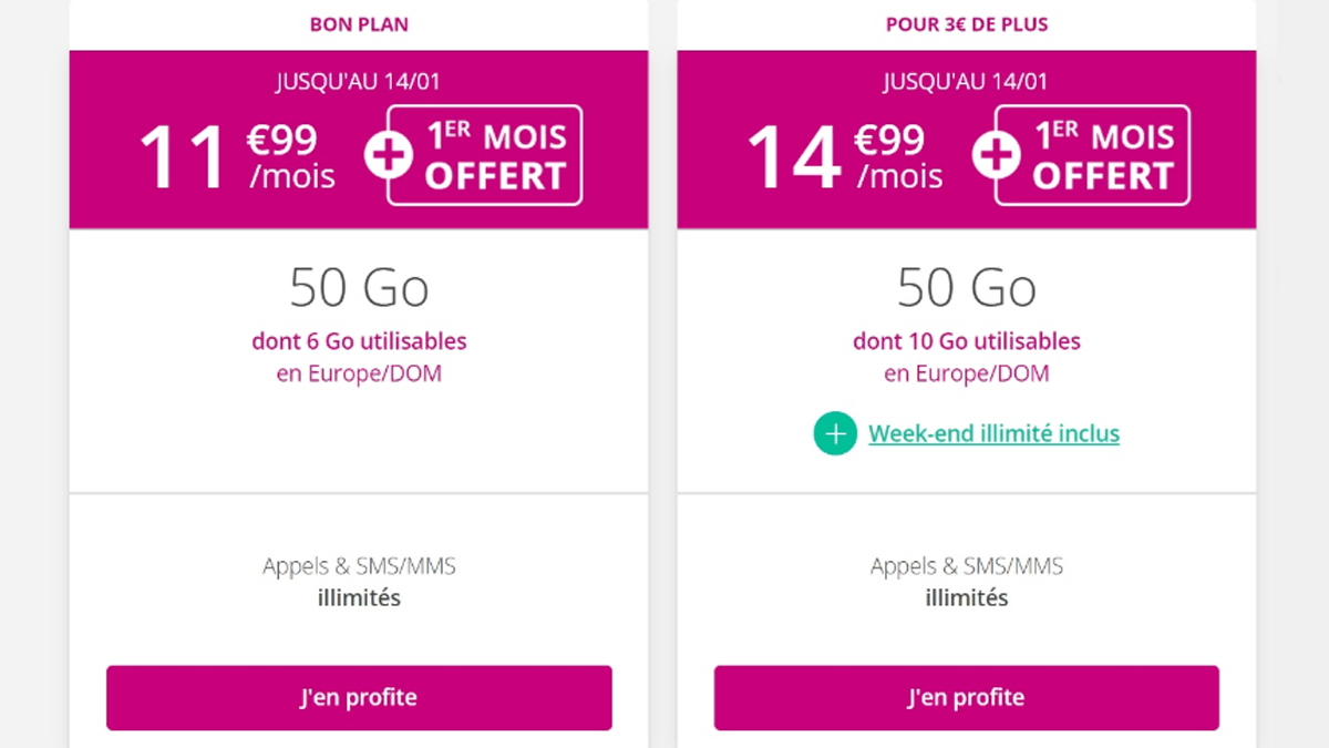 Le forfait Bouygues Telecom B&You a seulement 11,99€ jusqu'au 14 janvier.