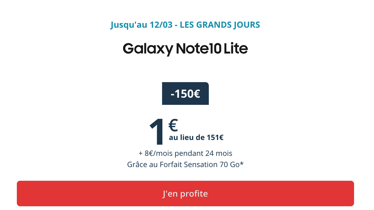 Promo Galaxy Note10 Lite Bouygues Telecom.