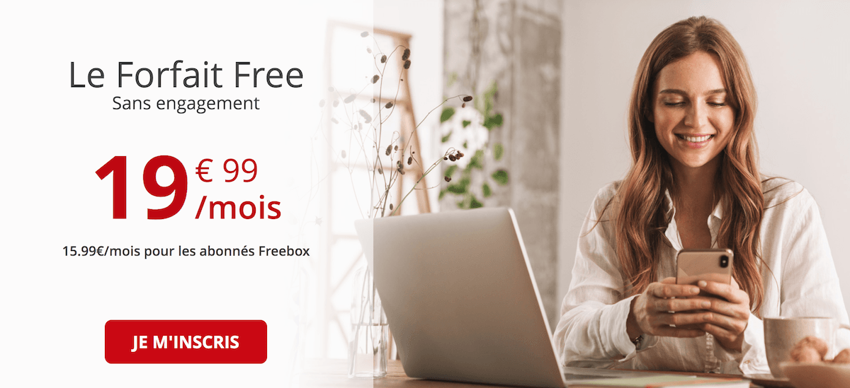 Forfait Free mobil disponible à prix réduit pour abonnés box internet