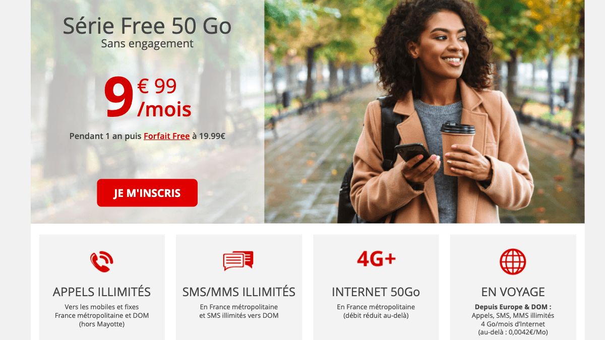 Forfait 4G Free mobile à 9,99€/mois