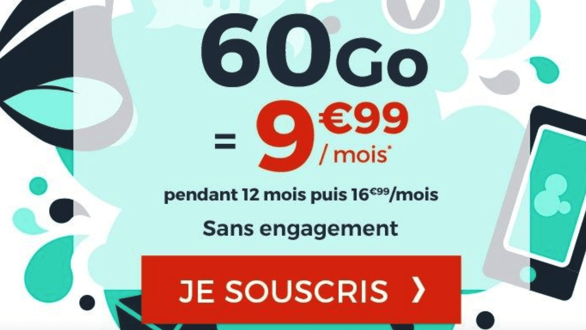 Le forfait 60 Go de Cdiscount Mobile est à moins de 10€/mois