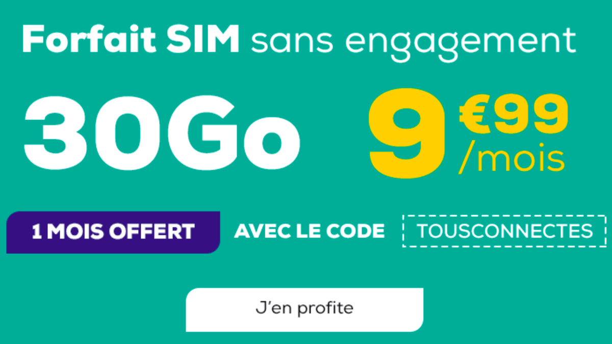 La Poste Mobile propose un forfait en promotion 30 Go à 9,99€.