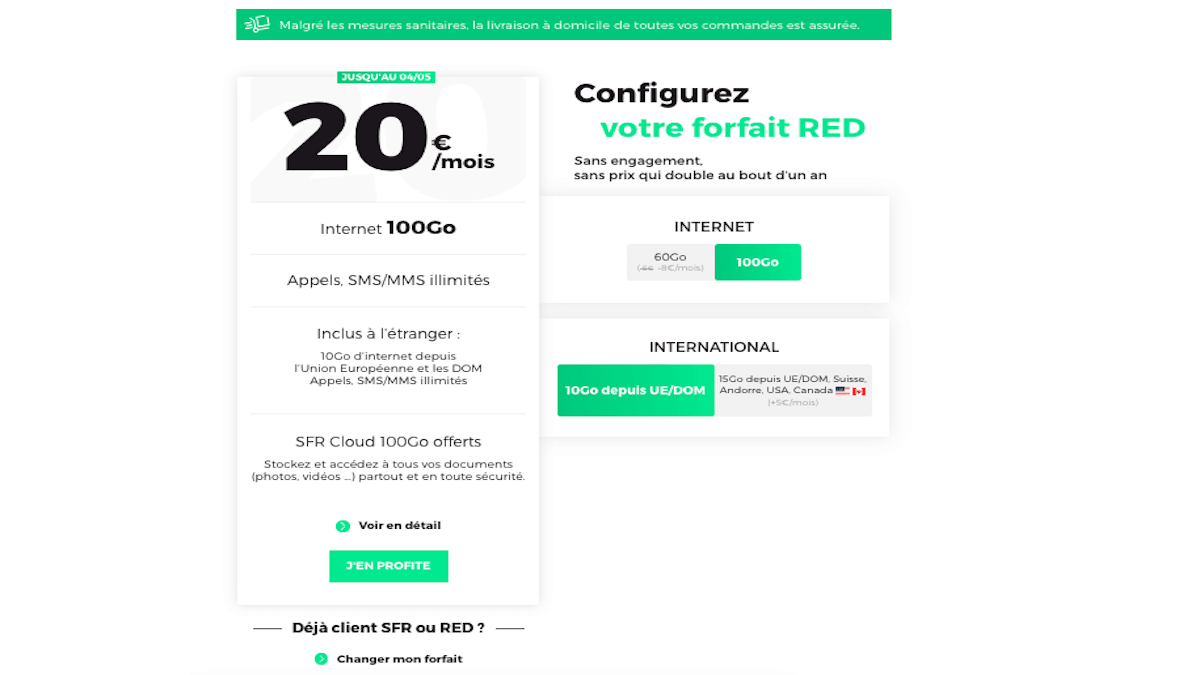 Promo forfait 100 Go RED by SFR