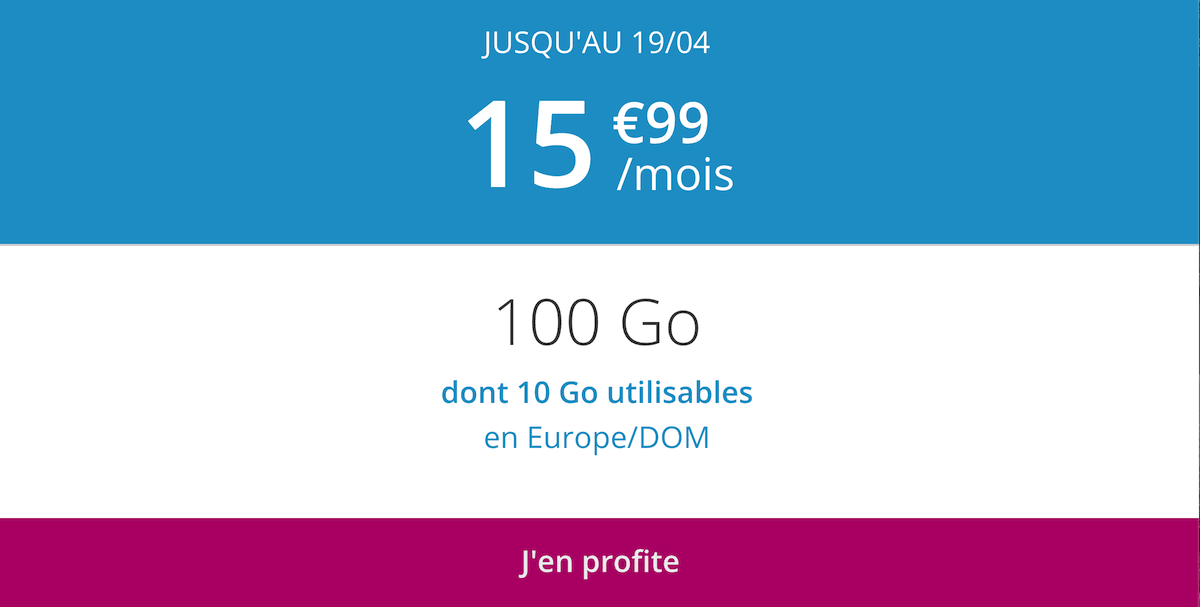 Le forfait pas cher B&YOU propose 100 Go de data pour 15,99€/mois