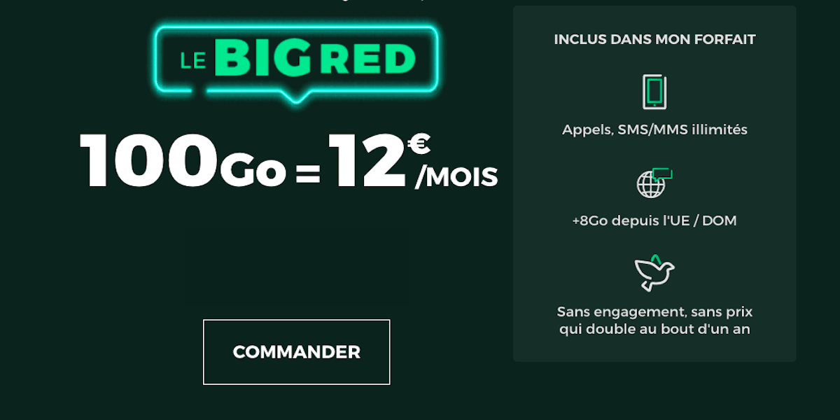 Promo BIGRED forfait 100 Go 12€ SFR
