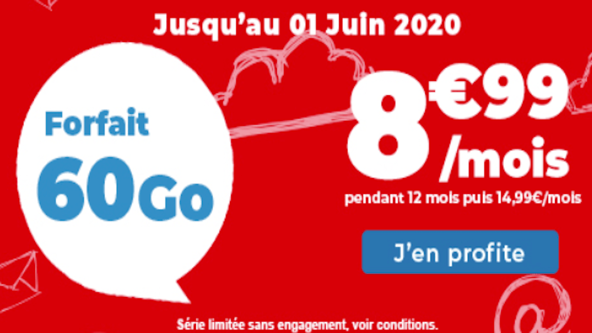forfait 60 Go en promo à 8,99€ chez Auchan