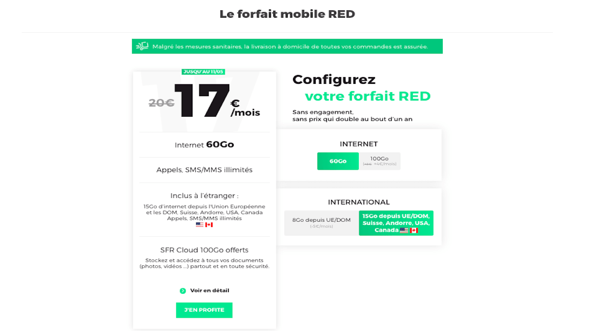 forfait international red by sfr