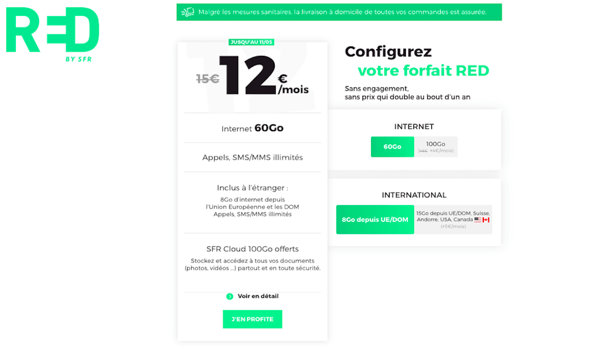 forfait red by sfr en promo 60 Go
