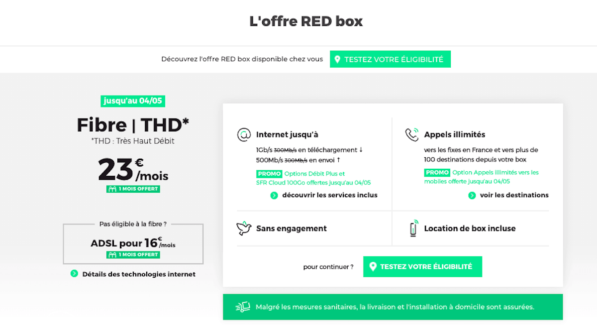Le forfait box internet sans engagement de RED by SFR, encore en promotion.
