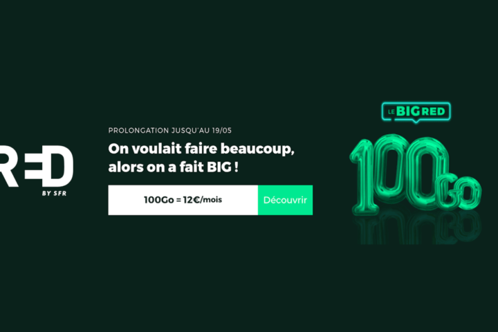 Promo BIGRED forfait 100Go à 12€ chez RED by SFR