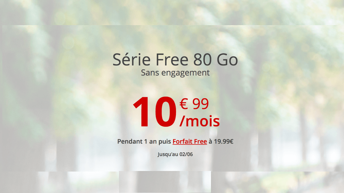 Forfait 80 Go Free mobile