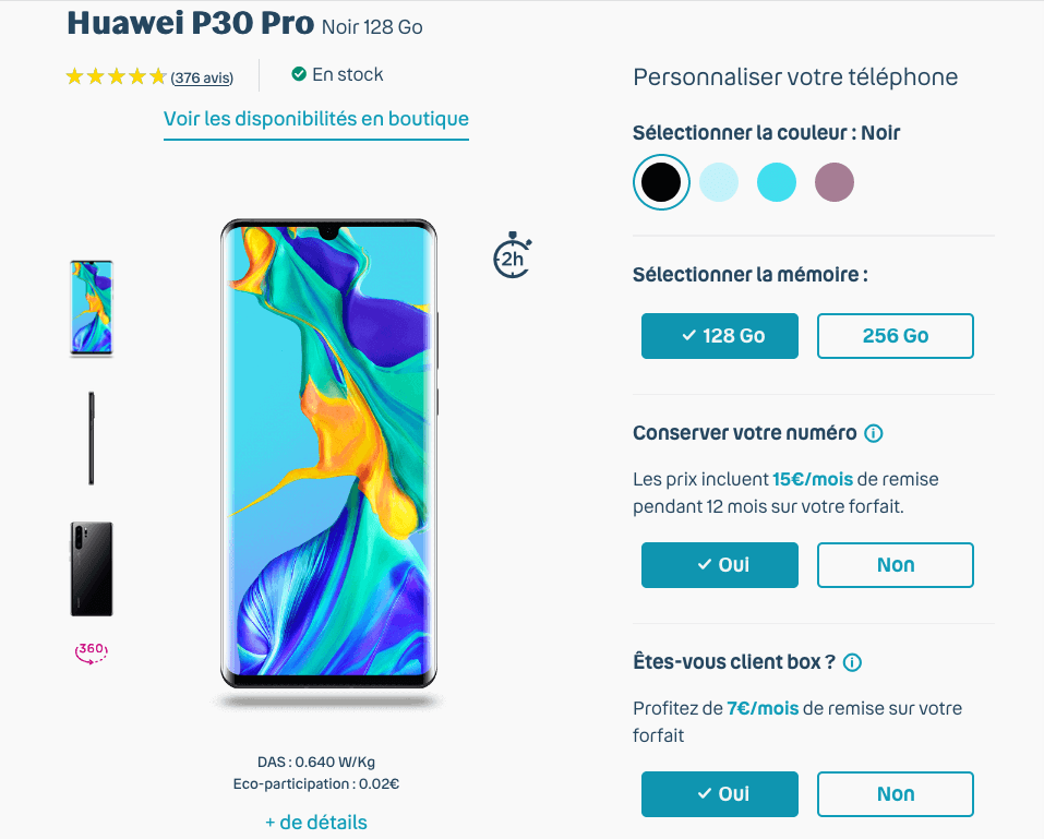 le Huawei P30 Pro avec Bouygues Telecom