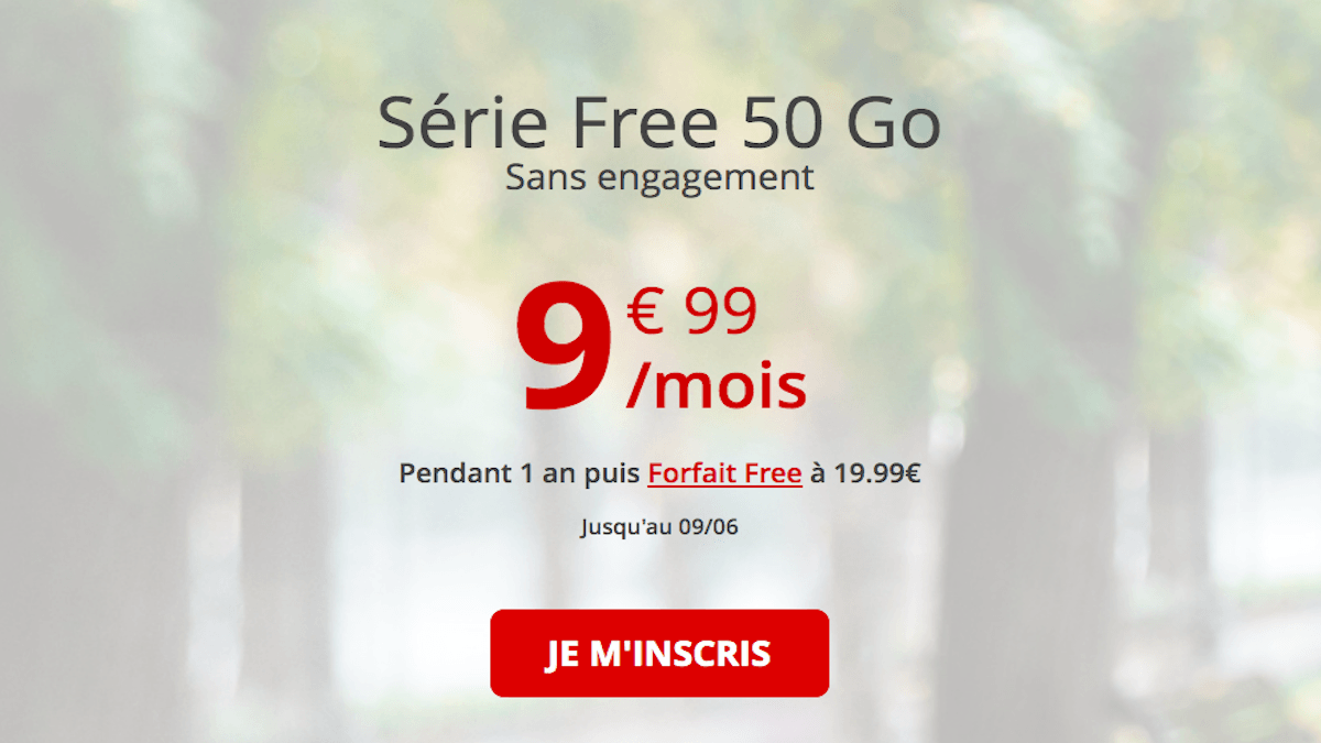 Forfait en promo chez Free 50 Go à 9,99€