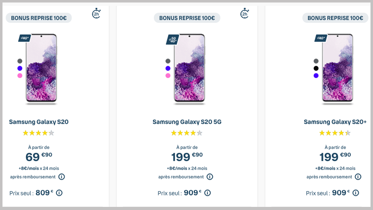 Samsung Galaxy S20 avec Bouygues