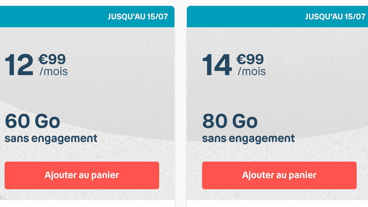 Le forfait mobile 60 Go de B&You est plus faible à 12,99€ par mois.