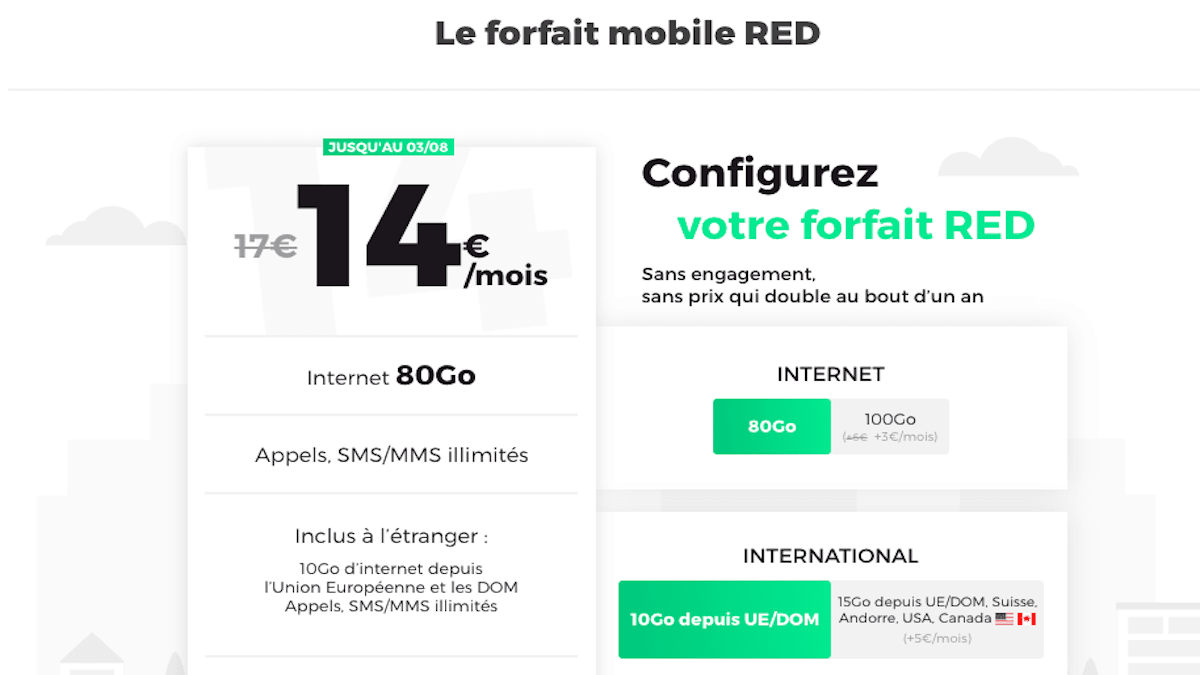 Forfait 80 Go pas cher chez RED by SFR