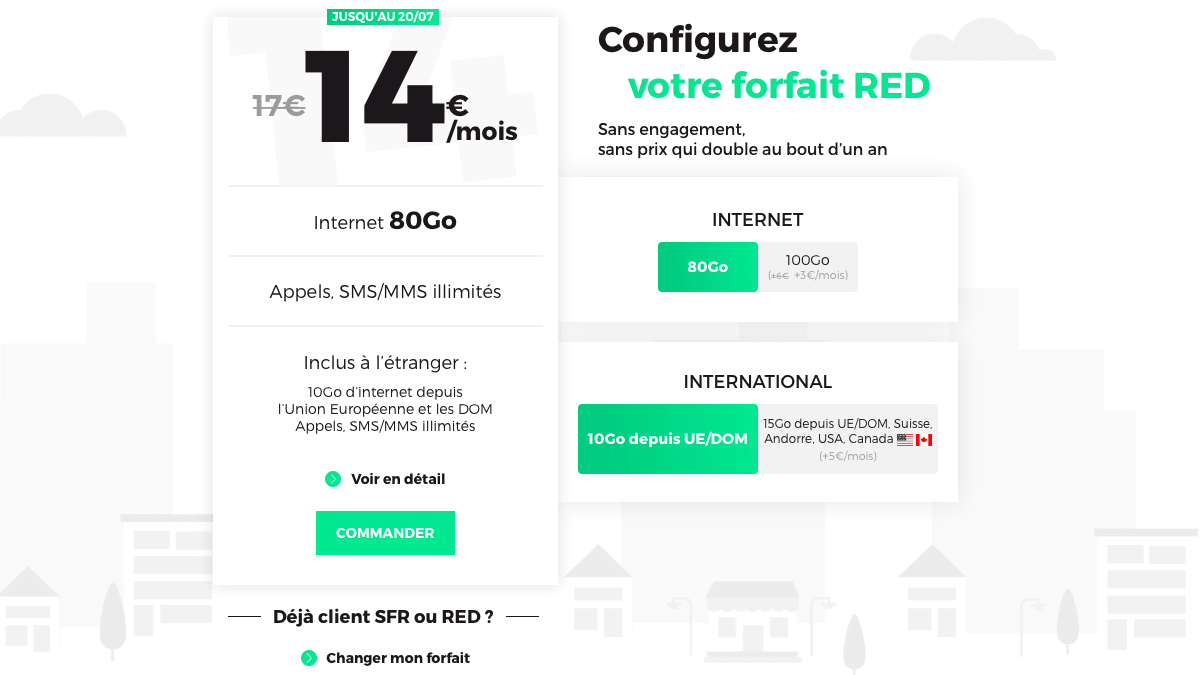 RED by SFR : un forfait 80 Go et 100 engagement.