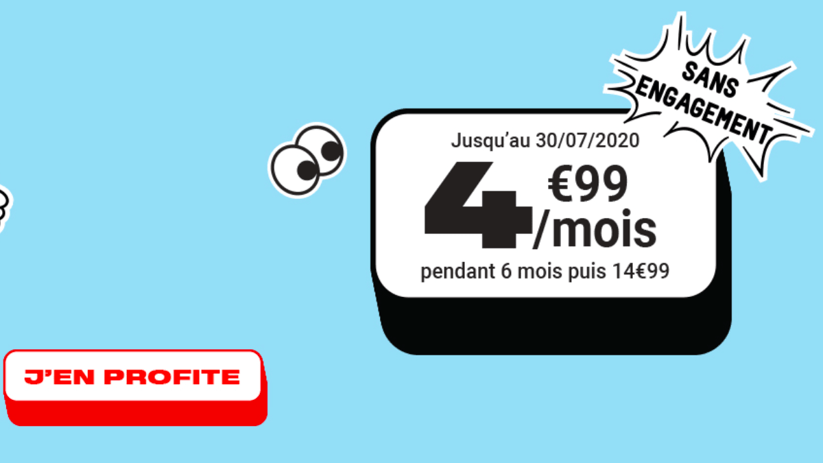 NRJ Mobile propose un forfait sans engagement à 4,99€/mois.
