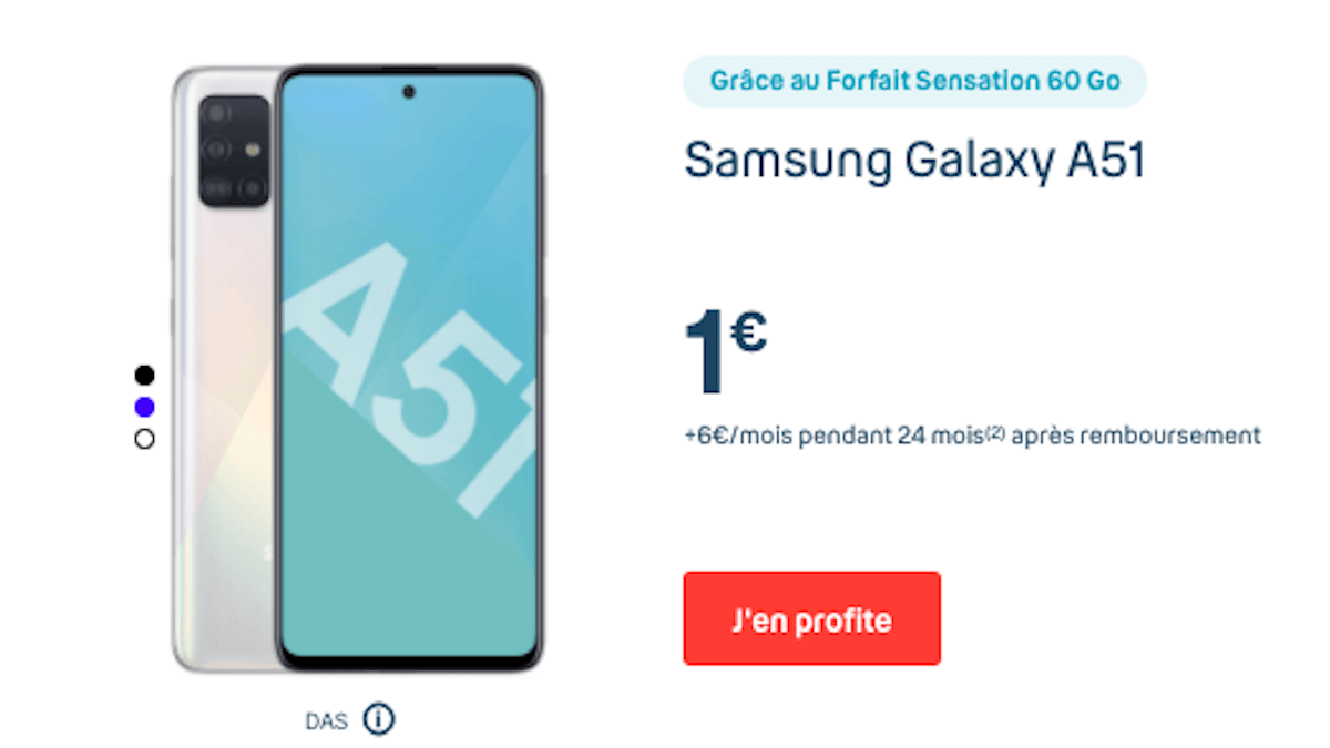 Samsung Galaxy A51 1€ chez Bouygues Telecom