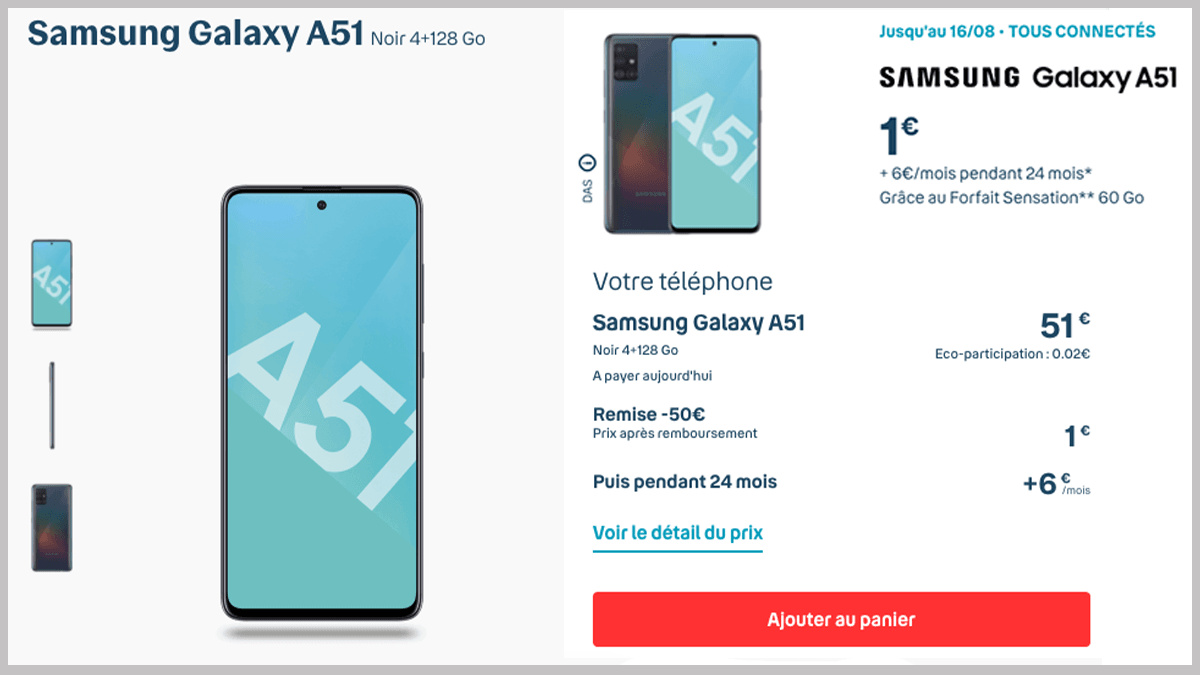 Samsung Galaxy A51 à 1€