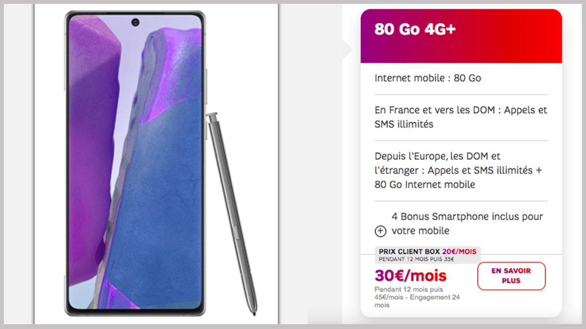 Promo SFR avec forfait 80 Go