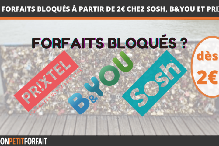 Forfaits bloqués 2€ Sosh B&YOU Prixtel