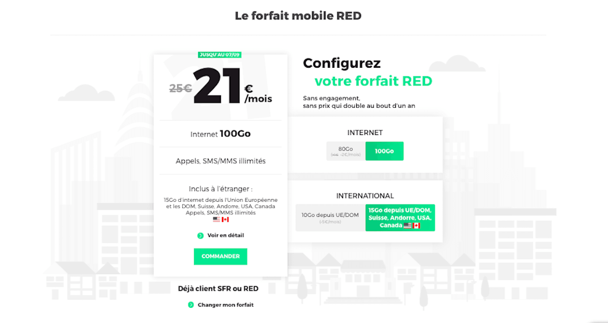 Forfait 100 Go et 15 Go roaming RED by SFR