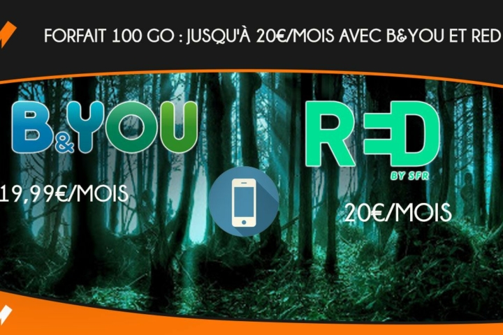 Les forfaits 100 Go B&YOU et RED by SFR.