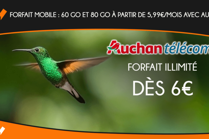 Forfait mobile - 60 Go et 80 Go à partir de 5,99€ par mois avec Auchan (1)