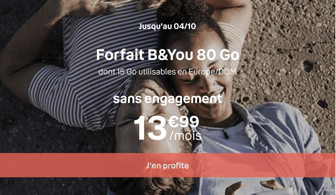 Forfait mobile B&YOU 80 Go