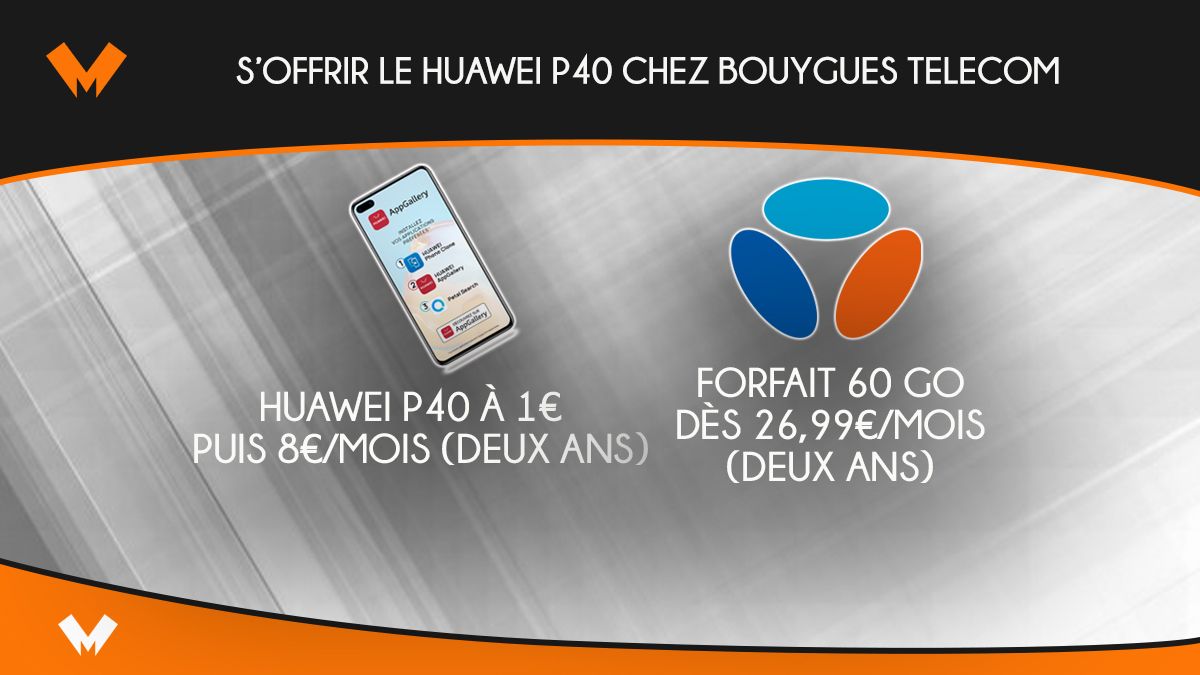 Photo of Huawei P40 à partir de 1 € (+ 8 € / mois) avec un pack de 60 Go de Bouygues