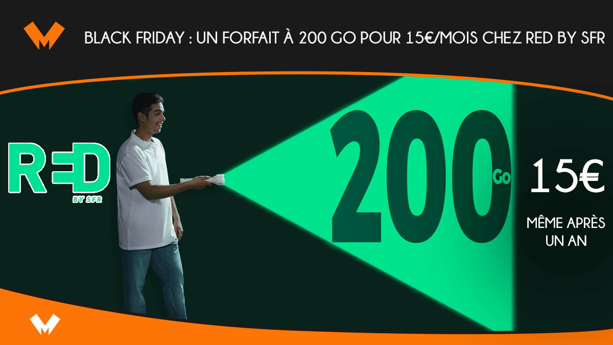 Black Friday : un forfait à 200 Go pour 15€/mois chez RED by SFR