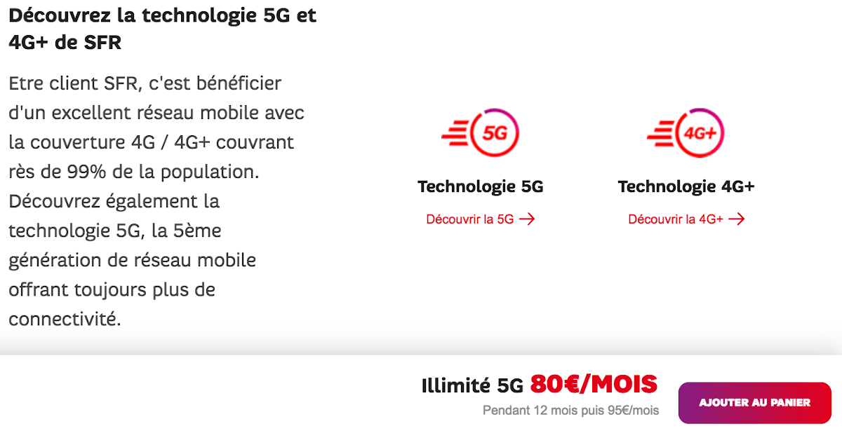 Forfait mobile SFR 5G illimitée