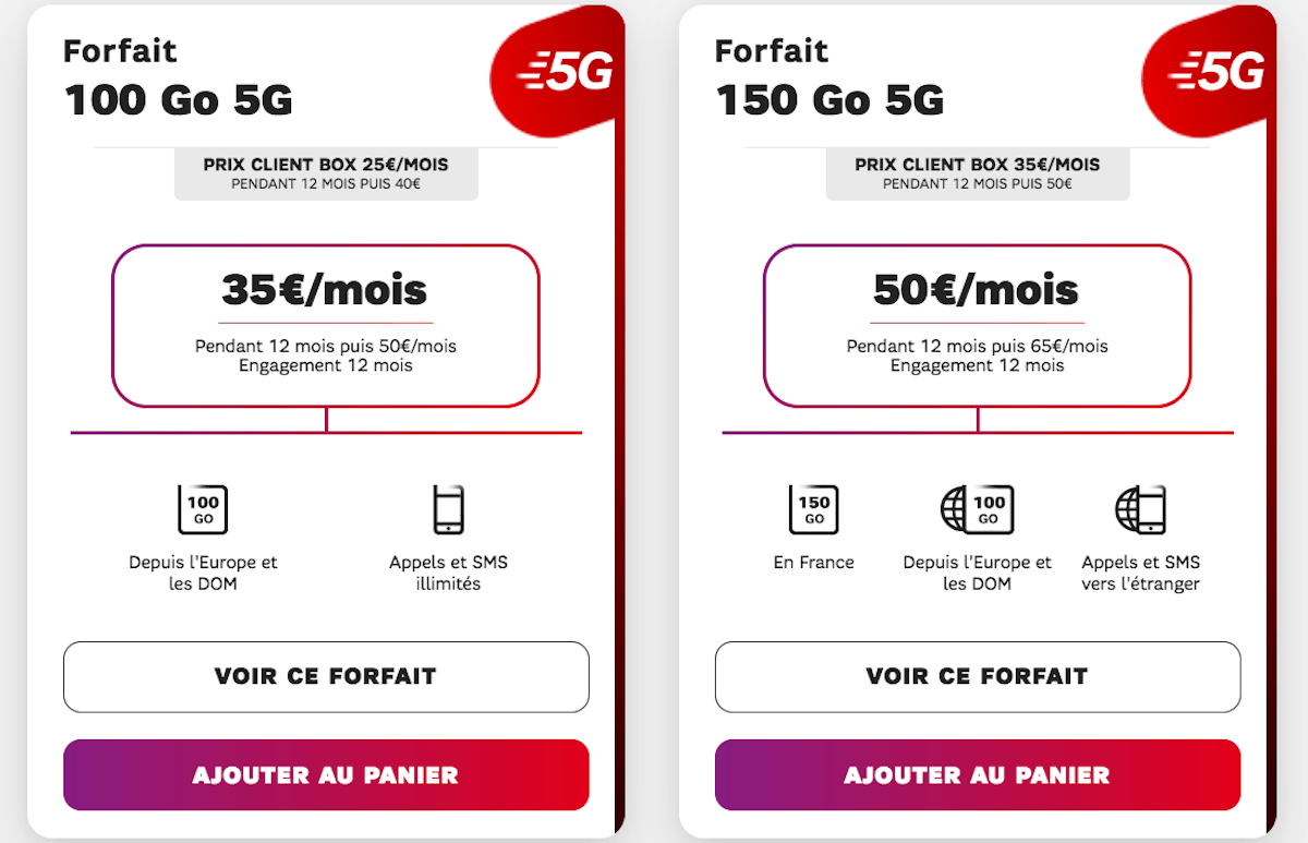 Offre abonnements mobiles 5G chez SFR