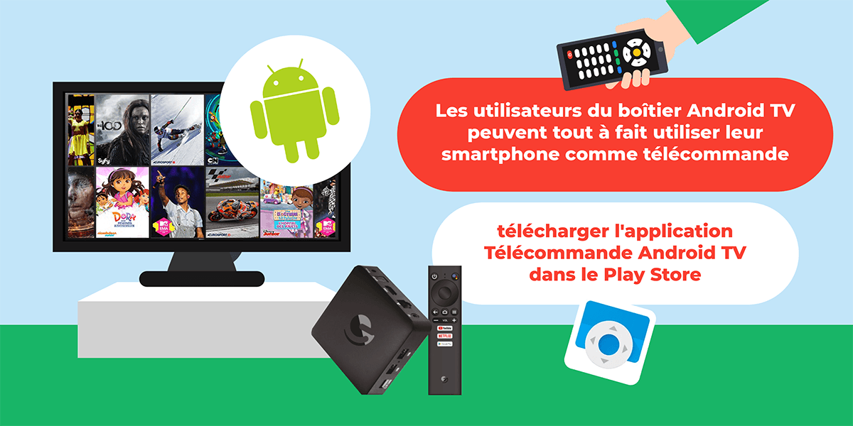 Android TV télécommande smartphone.