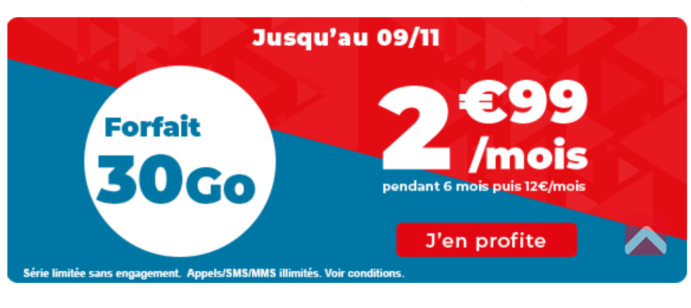 Auchan télécom : 2,99€/mois 30 Go forfait 4G