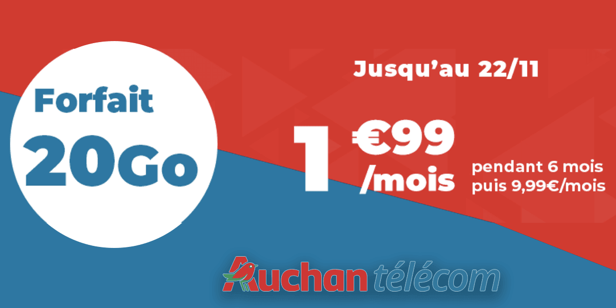 Auchan le forfait 20 Go à 1,99€ par mois en série limitée
