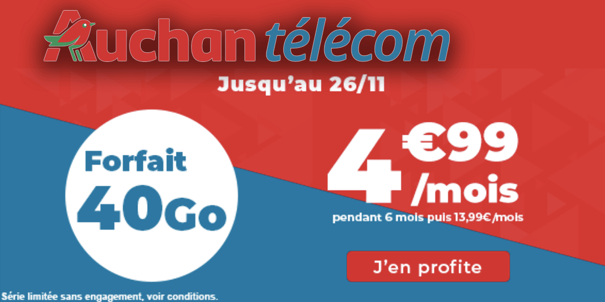 forfait 4G Auchan télécom 40 Go