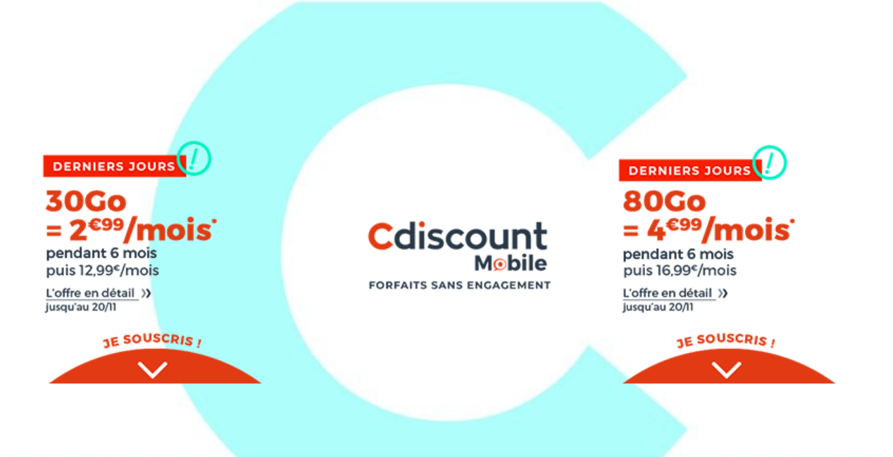 Cdiscount Mobile 30 Go 2,99€/mois