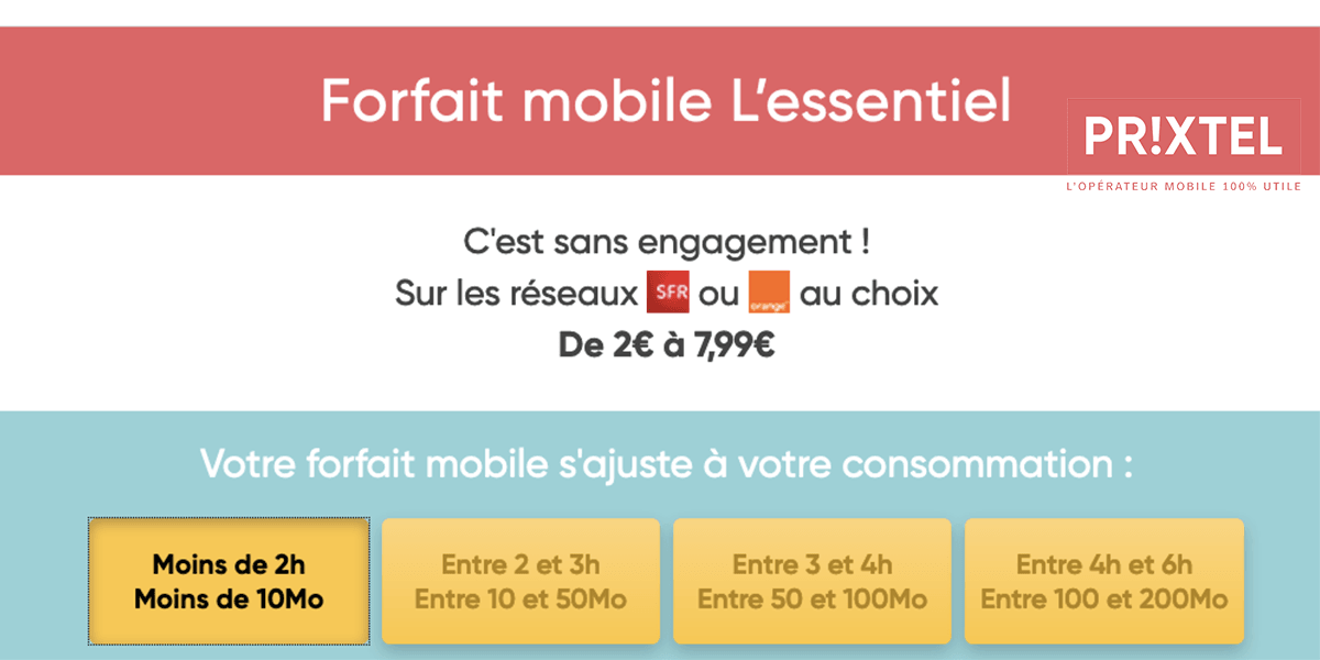 forfait mobile l'Essentiel Prixtel