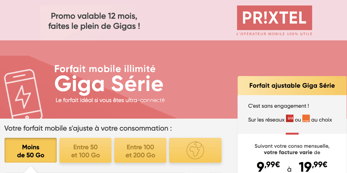 forfait mobile Giga Série Prixtel